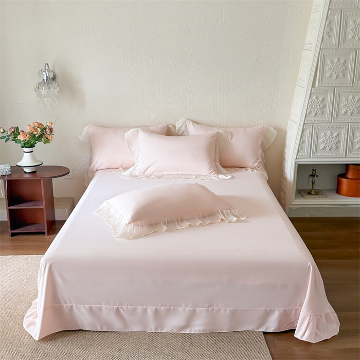 91家纺网 家纺一手货源 找家纺 吾欢心 2026春夏新款高端定制索菲亚夏被四件套空调被床单款床盖款 索菲亚粉-夏被四件套