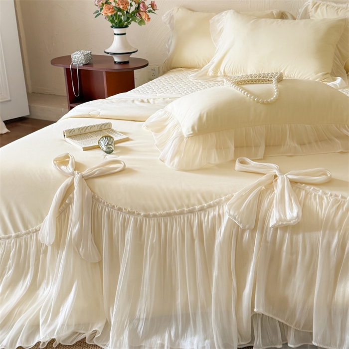 91家纺网 家纺一手货源 找家纺 吾欢心 2026春夏新款高端定制索菲亚夏被四件套空调被床单款床盖款 索菲亚黄-夏被四件套