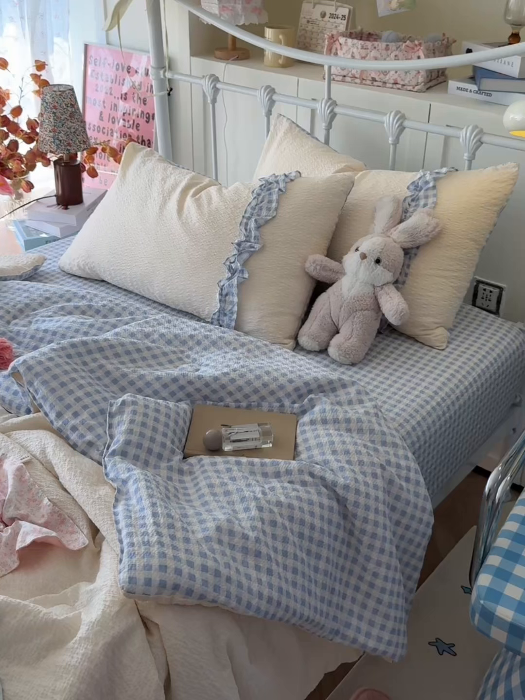 91家纺网 家纺一手货源 找家纺 瑞禾家纺（原阿亮） 2026新款提花泡芙面蝴蝶结花边韩剧女主感单夏被夏被夏凉被空调被四件套-奶油泡芙 夏被奶油泡芙-海盐蓝波点