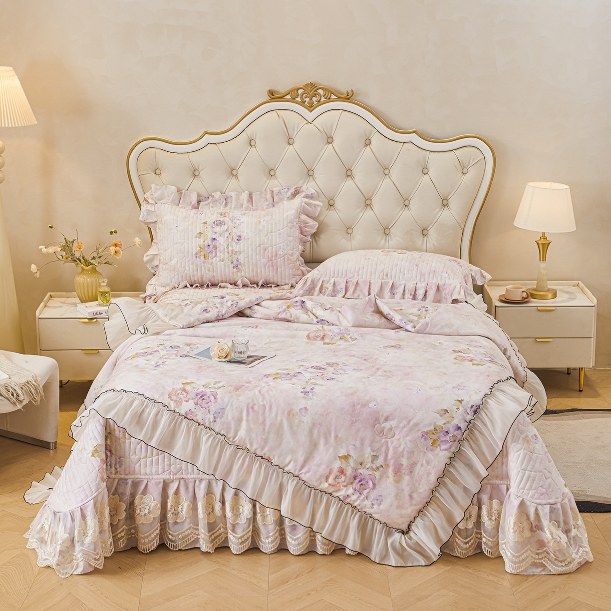 91家纺网 家纺一手货源 找家纺 宜凡家纺 2026新款全棉数码印花夏被床盖四件套①号系列 香雪海