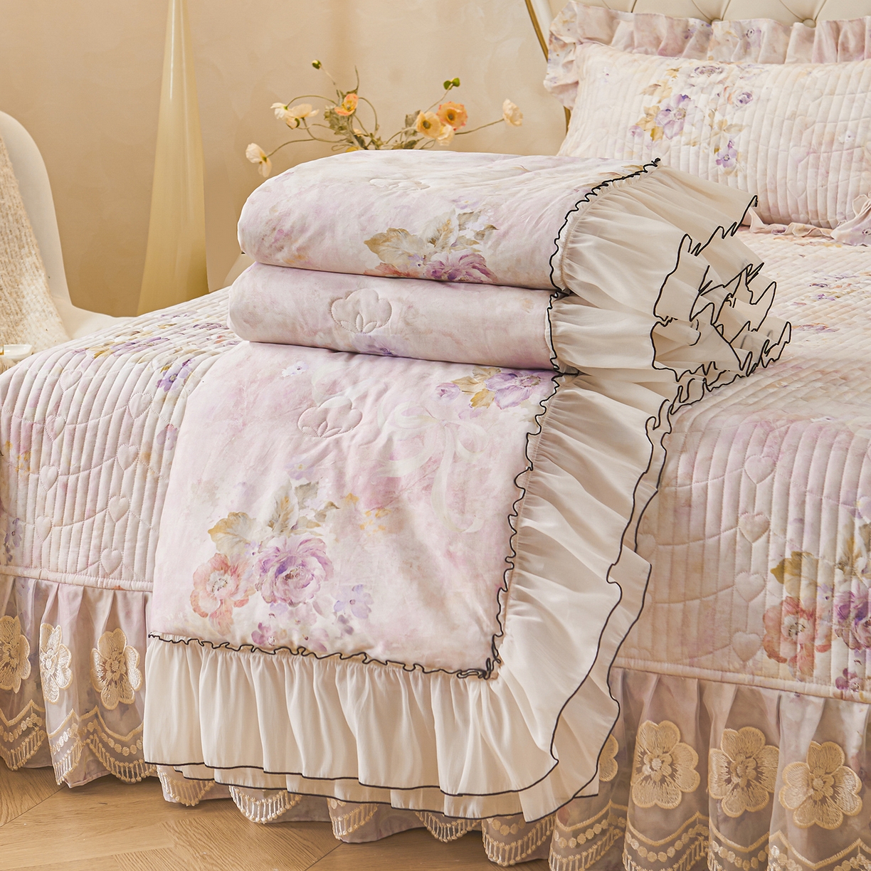 91家纺网 家纺一手货源 找家纺 宜凡家纺 2026新款全棉数码印花夏被床盖四件套①号系列 香雪海