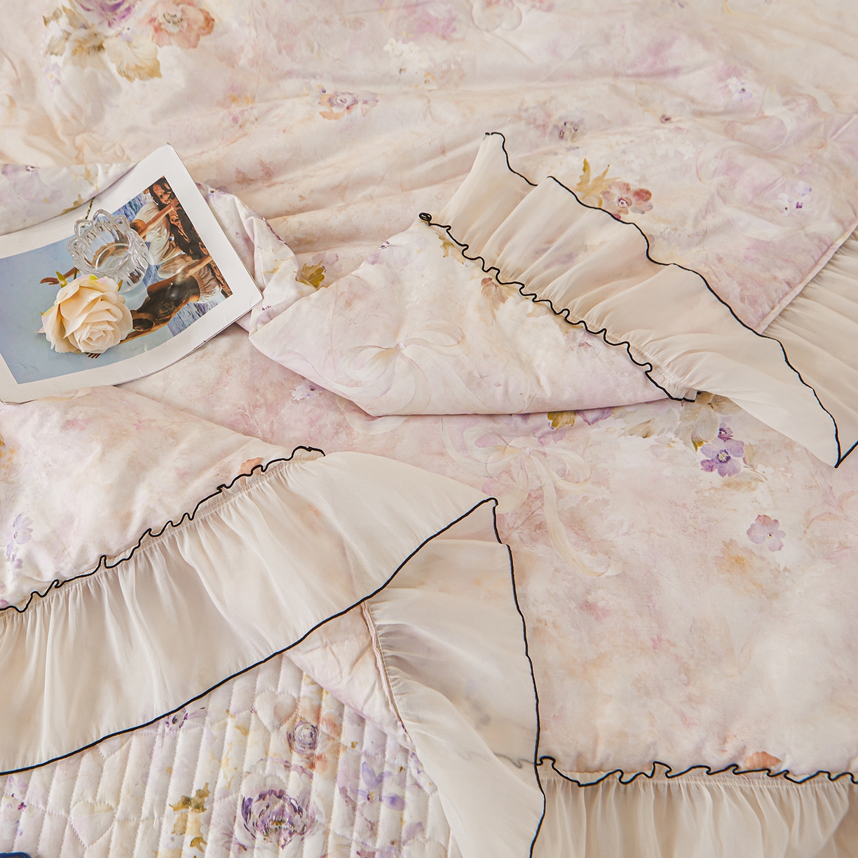 91家纺网 家纺一手货源 找家纺 宜凡家纺 2026新款全棉数码印花夏被床盖四件套①号系列 香雪海