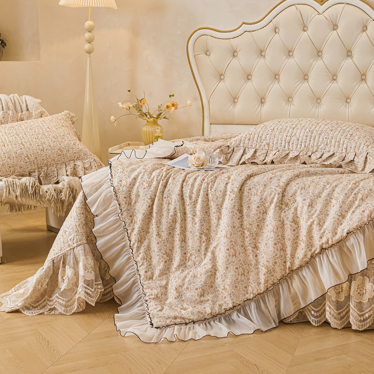 91家纺网 家纺一手货源 找家纺 宜凡家纺 2026新款全棉数码印花夏被床盖四件套①号系列 云卷