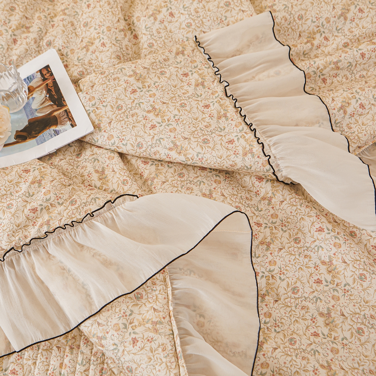 91家纺网 家纺一手货源 找家纺 宜凡家纺 2026新款全棉数码印花夏被床盖四件套①号系列 云卷