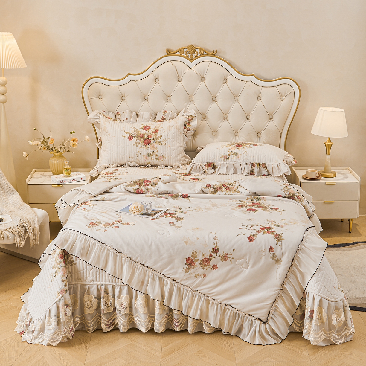 91家纺网 家纺一手货源 找家纺 宜凡家纺 2026新款全棉数码印花夏被床盖四件套①号系列 云栀