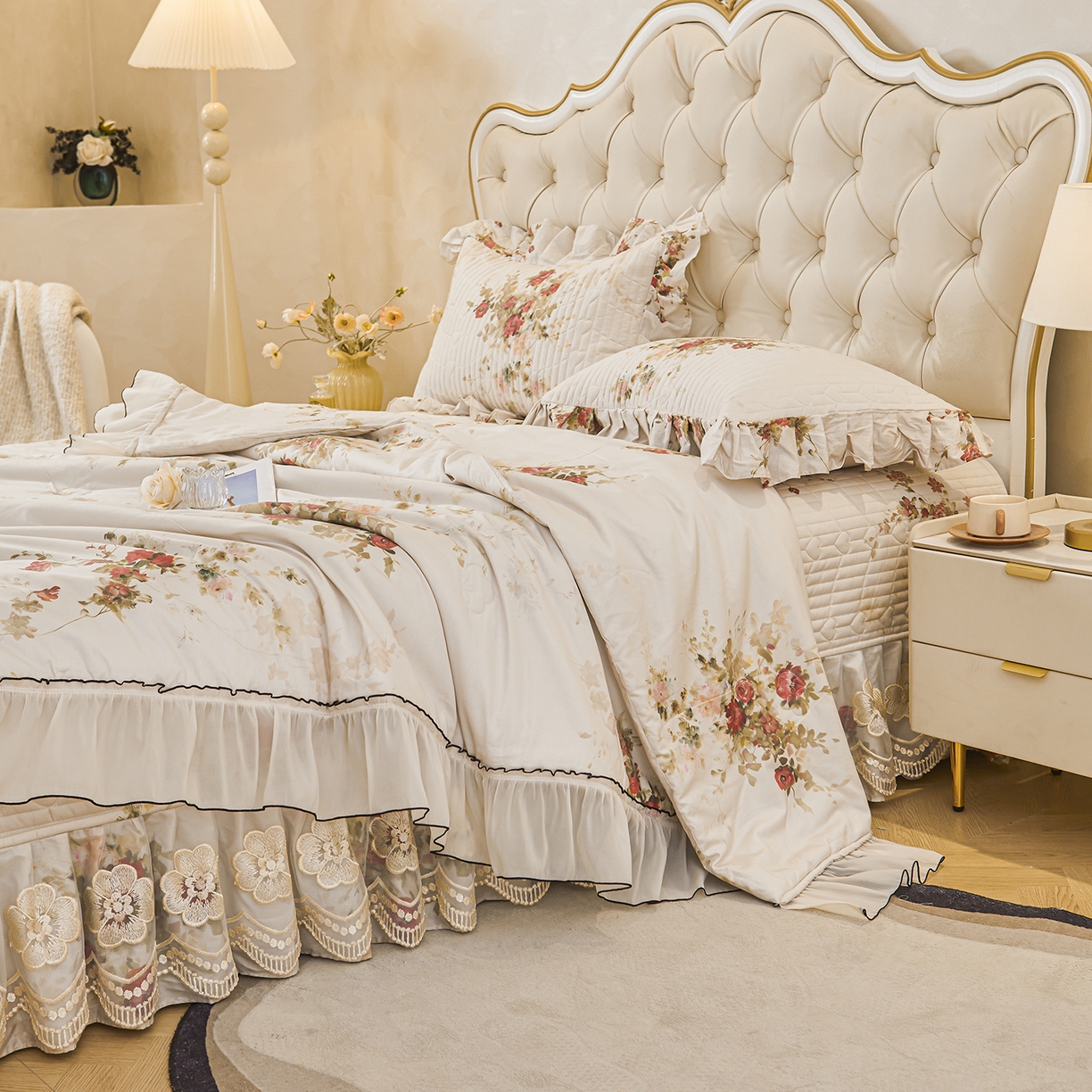 91家纺网 家纺一手货源 找家纺 宜凡家纺 2026新款全棉数码印花夏被床盖四件套①号系列 云栀