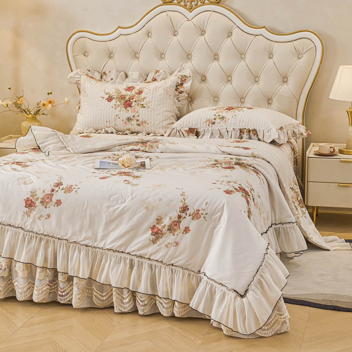 91家纺网 家纺一手货源 找家纺 宜凡家纺 2026新款全棉数码印花夏被床盖四件套①号系列 云栀