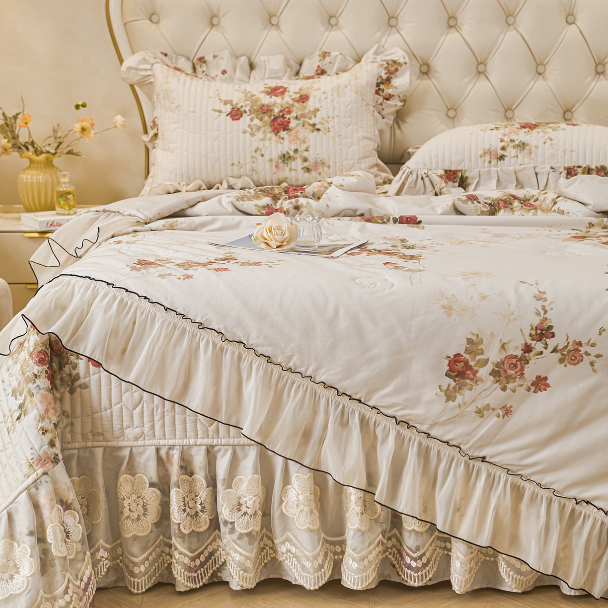 91家纺网 家纺一手货源 找家纺 宜凡家纺 2026新款全棉数码印花夏被床盖四件套①号系列 云栀