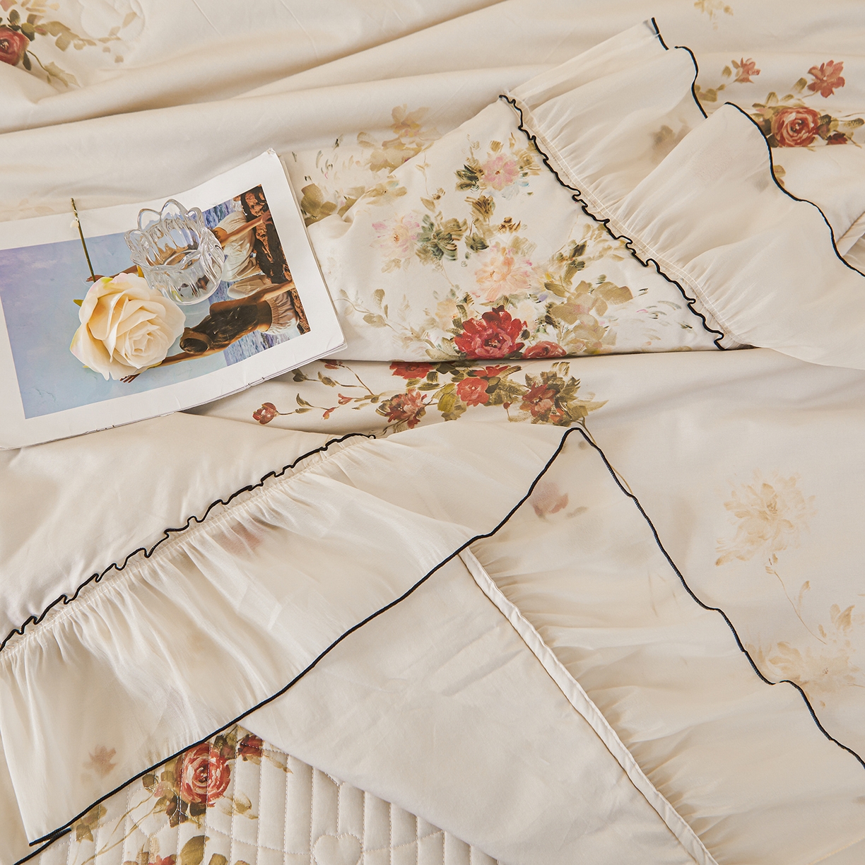 91家纺网 家纺一手货源 找家纺 宜凡家纺 2026新款全棉数码印花夏被床盖四件套①号系列 云栀