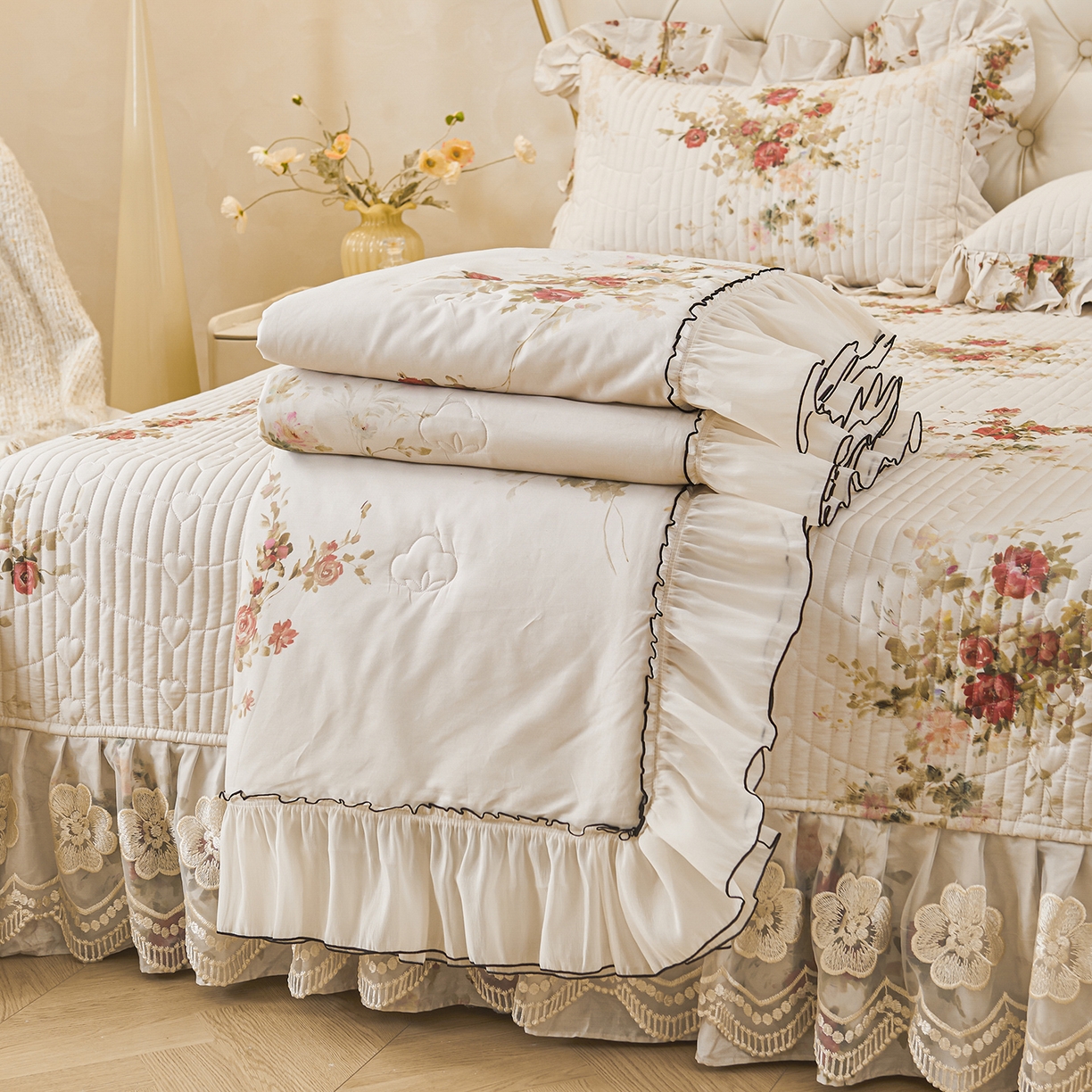 91家纺网 家纺一手货源 找家纺 宜凡家纺 2026新款全棉数码印花夏被床盖四件套①号系列 云栀