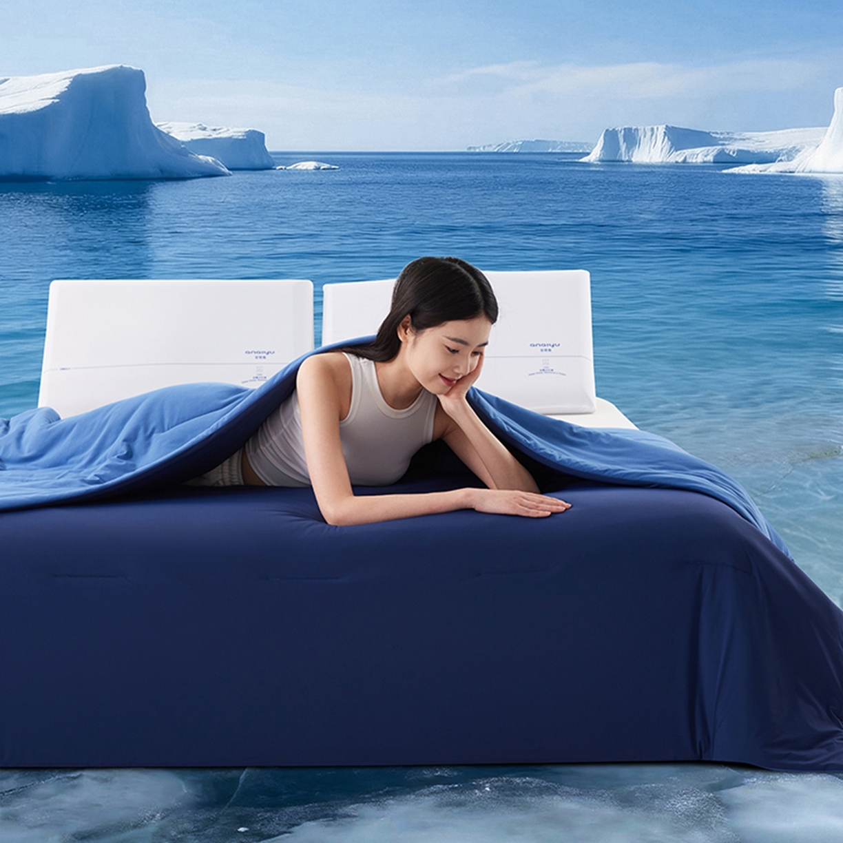 91家纺网 家纺一手货源 找家纺 亿菲凡家纺 2026新款亚朵同款酒店被子夏季深睡双感夏凉被凉感被夏被控温被pro3.0  深睡蓝