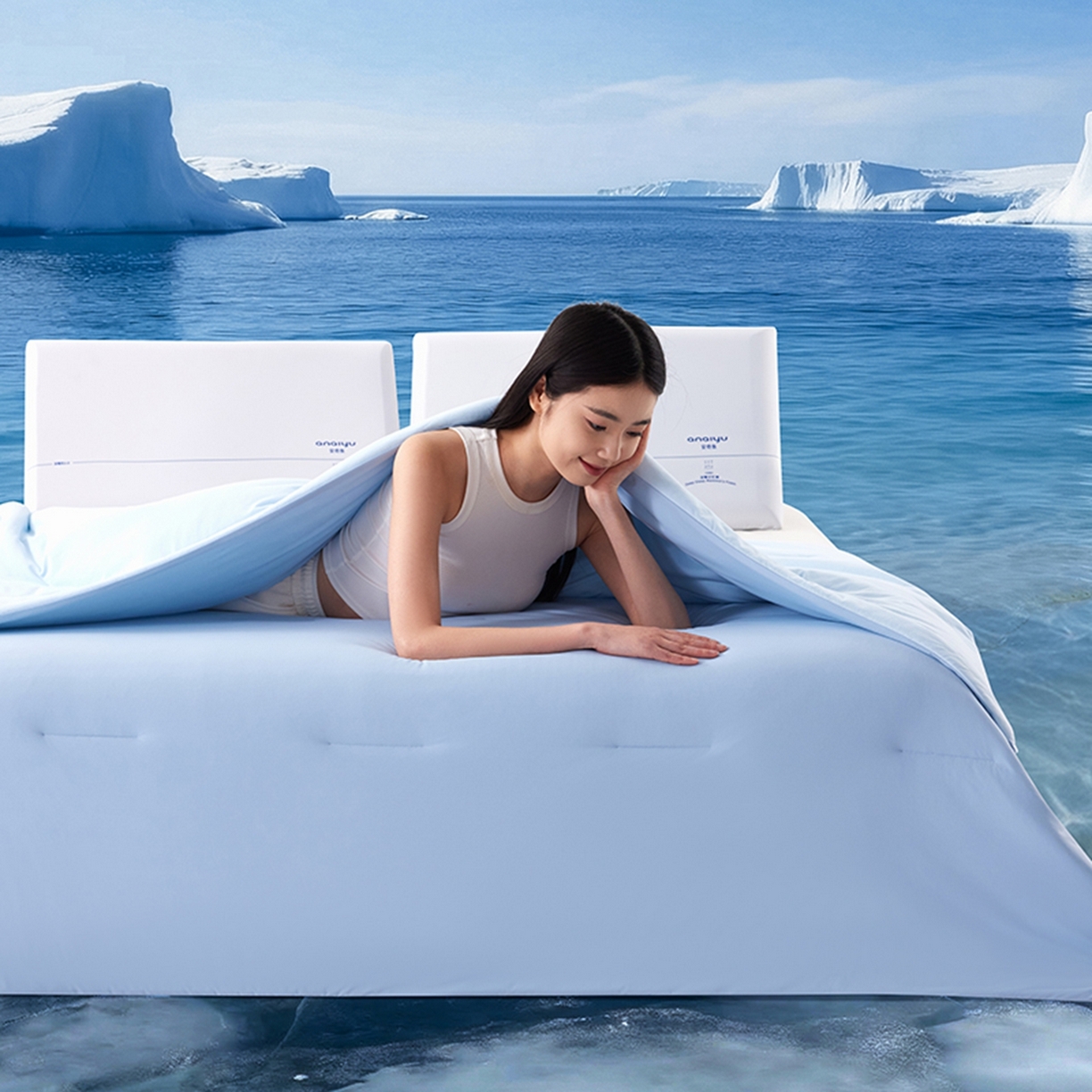 91家纺网 家纺一手货源 找家纺 亿菲凡家纺 2026新款亚朵同款酒店被子夏季深睡双感夏凉被凉感被夏被控温被pro3.0  静水蓝