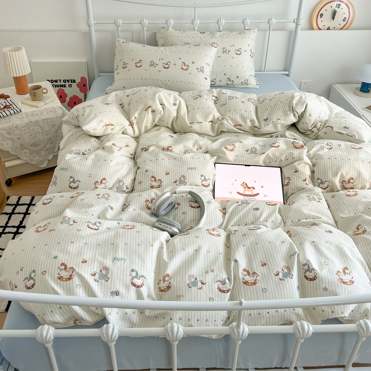 91家纺网 家纺一手货源 找家纺 （总）早晨家纺 2026新款INS减龄可爱风卡通40支全棉纯棉色织水洗棉四件套