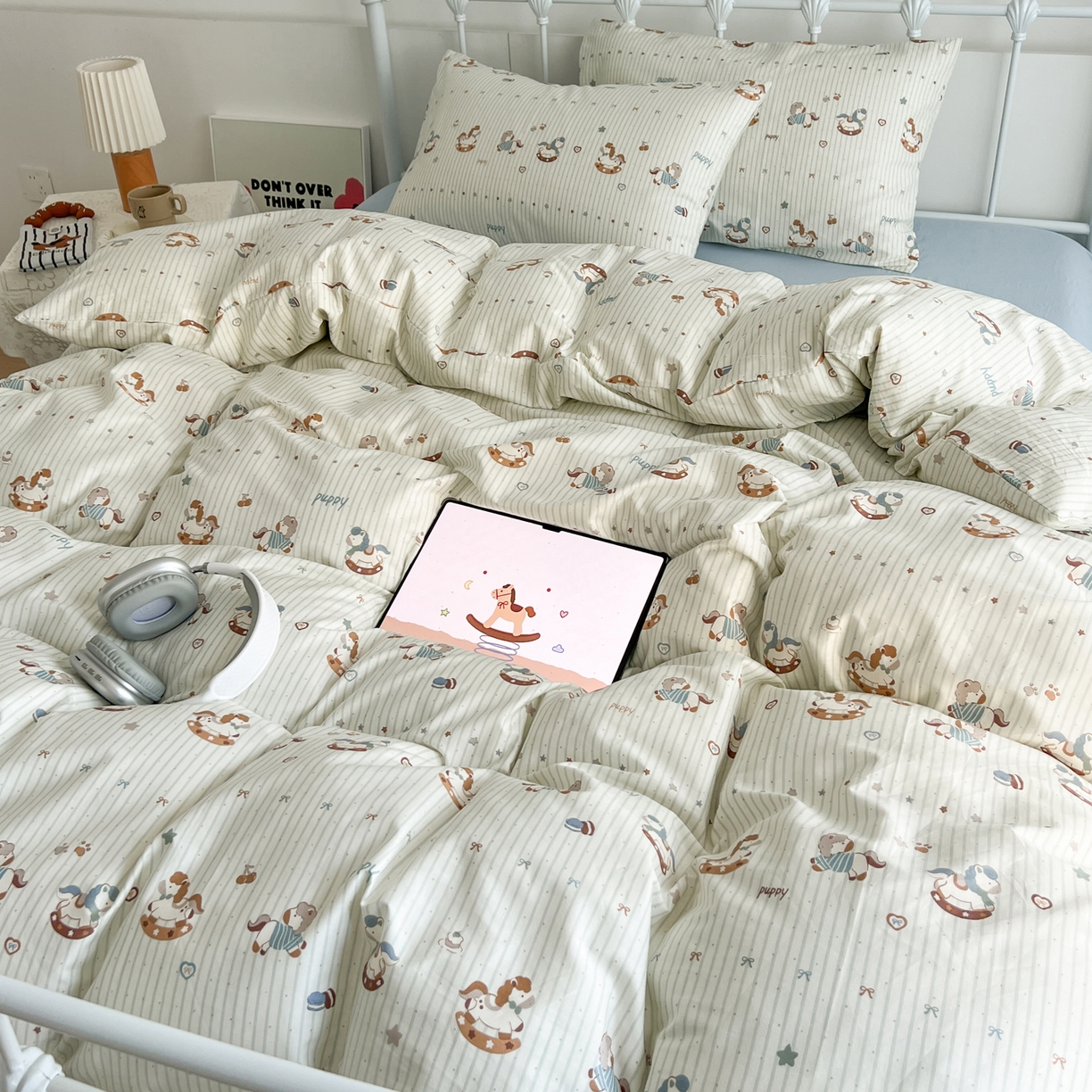 91家纺网 家纺一手货源 找家纺 （总）早晨家纺 2026新款INS减龄可爱风卡通40支全棉纯棉色织水洗棉四件套