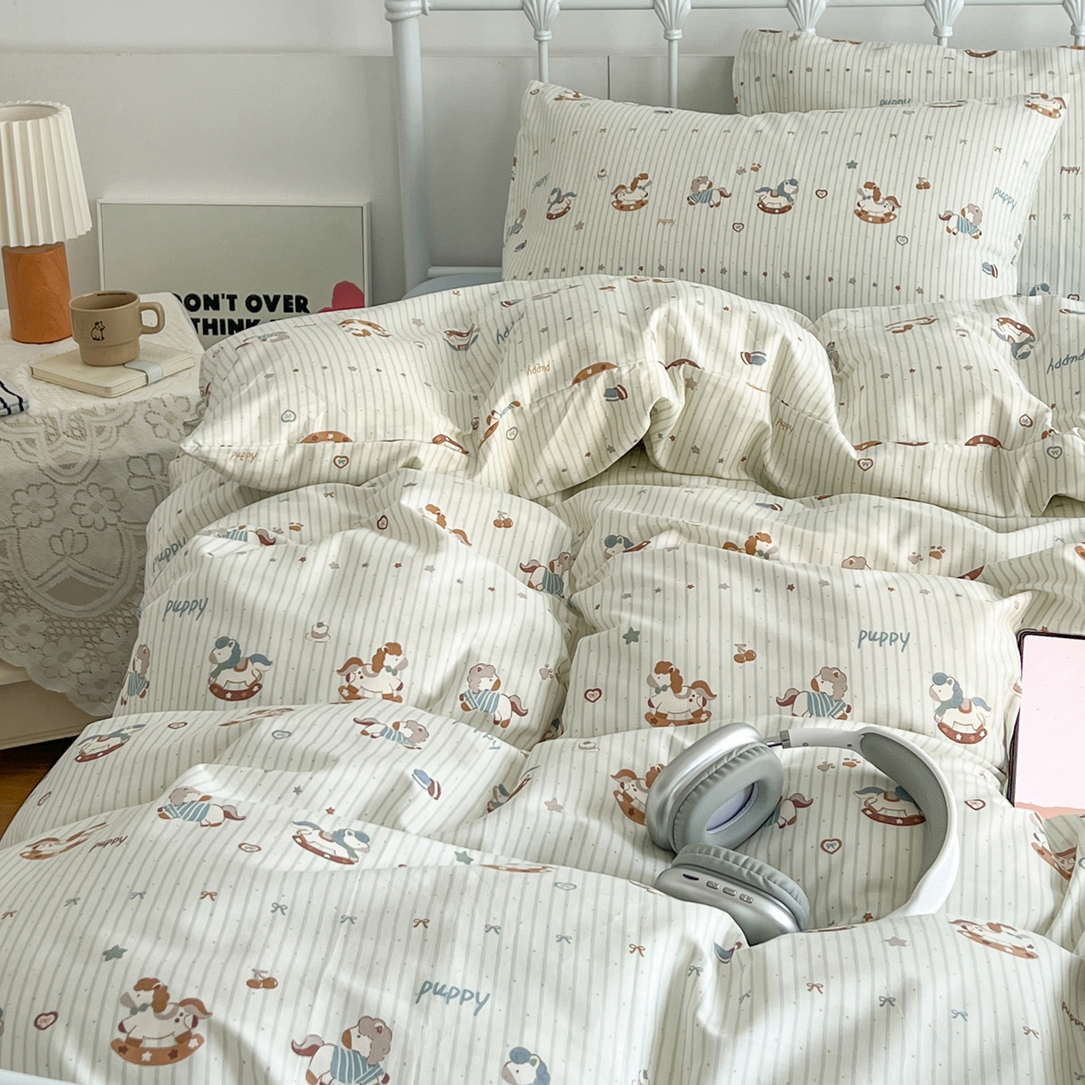 91家纺网 家纺一手货源 找家纺 （总）早晨家纺 2026新款INS减龄可爱风卡通40支全棉纯棉色织水洗棉四件套