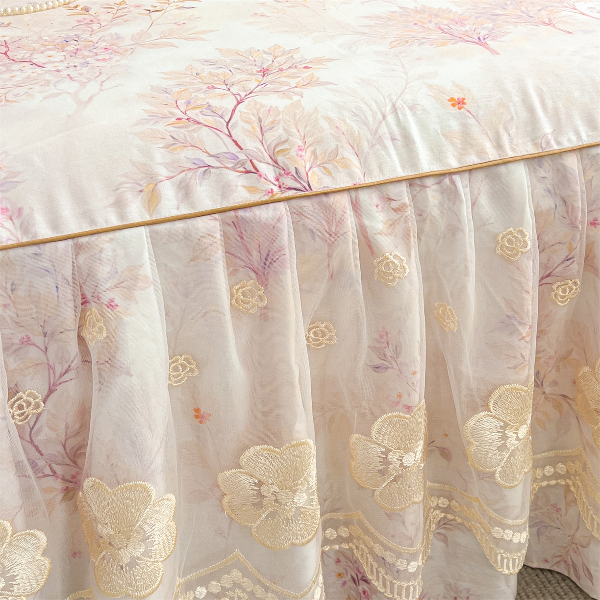 91家纺网 家纺一手货源 找家纺 （总） 宜凡家纺 2026新款全棉数码印花单层床裙三四件套①号系列三件套