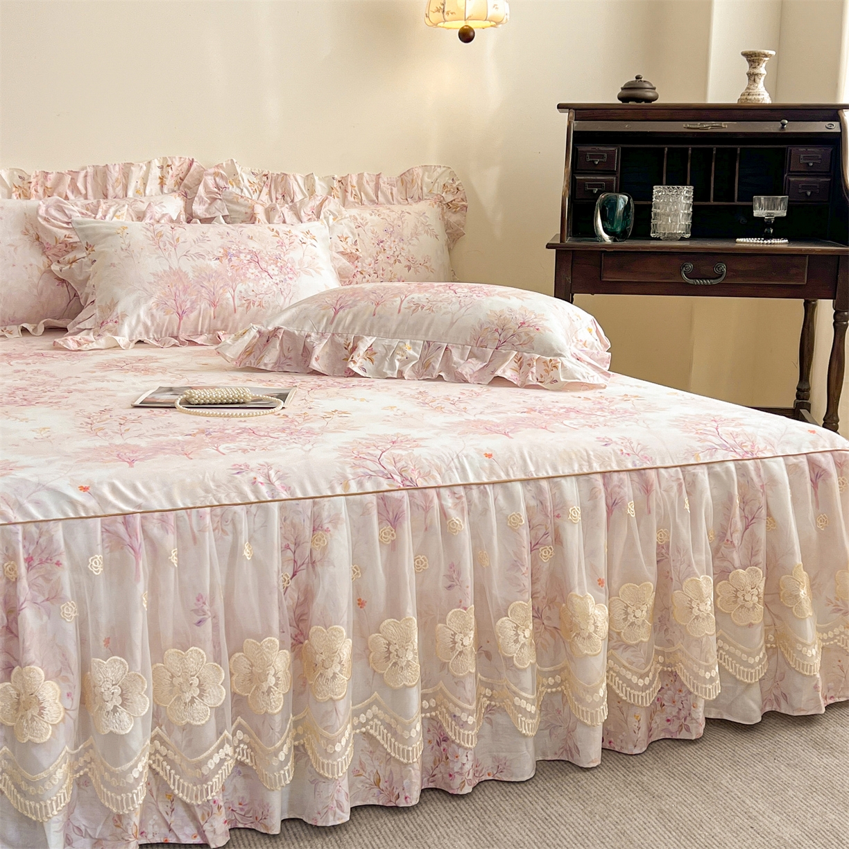 91家纺网 家纺一手货源 找家纺 （总） 宜凡家纺 2026新款全棉数码印花单层床裙三四件套①号系列三件套