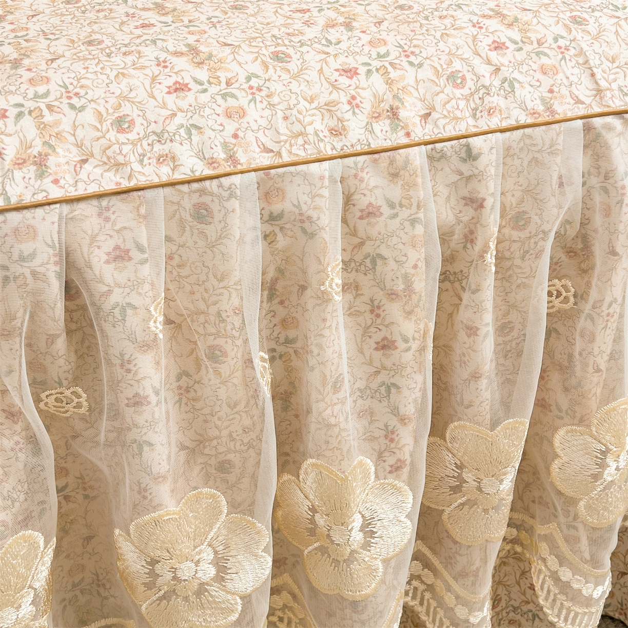 91家纺网 家纺一手货源 找家纺  宜凡家纺 2026新款全棉数码印花单层床裙三四件套①号系列三件套 云卷