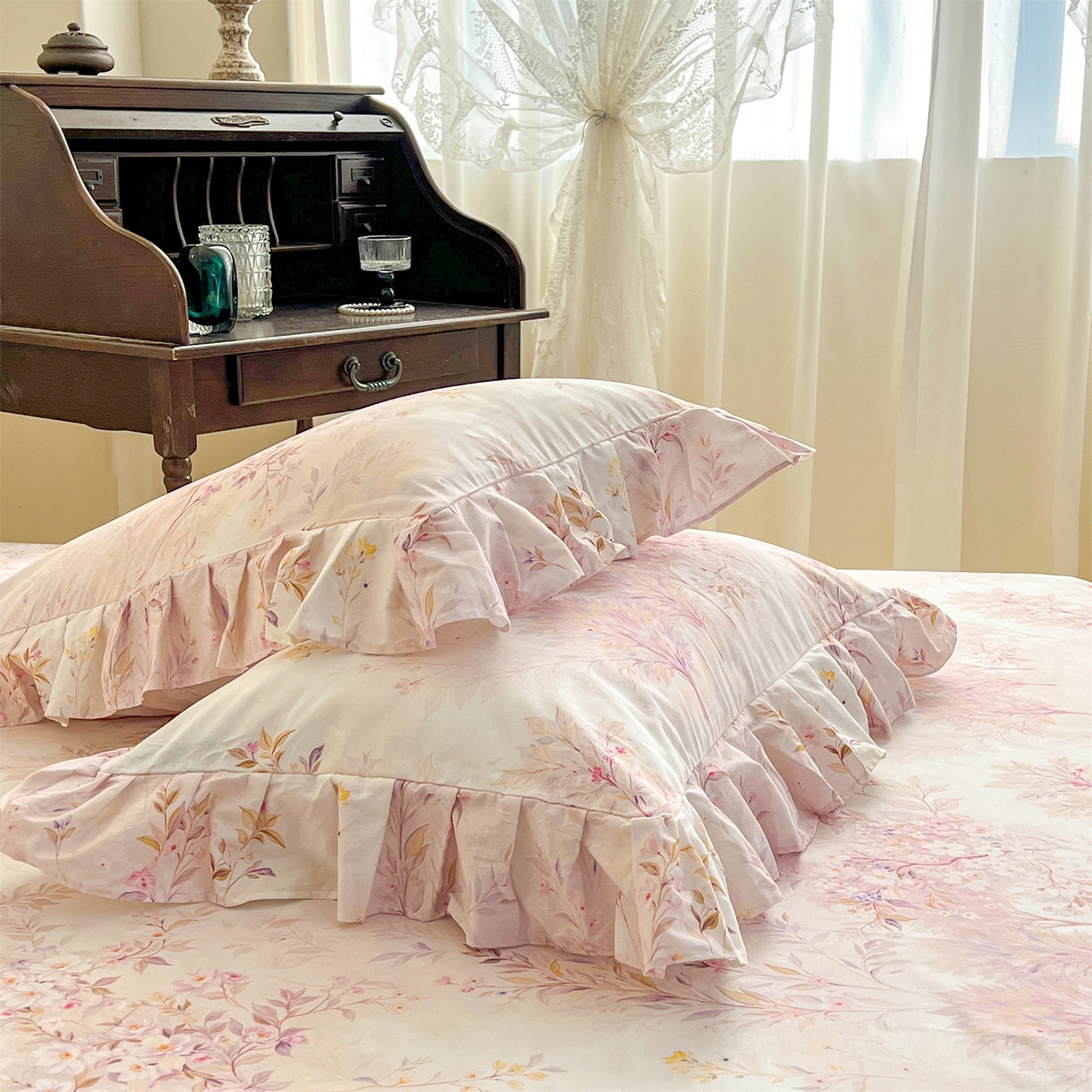 91家纺网 家纺一手货源 找家纺 （总）宜凡家纺 2026新款全棉数码印花单层床裙三四件套①号系列四件套