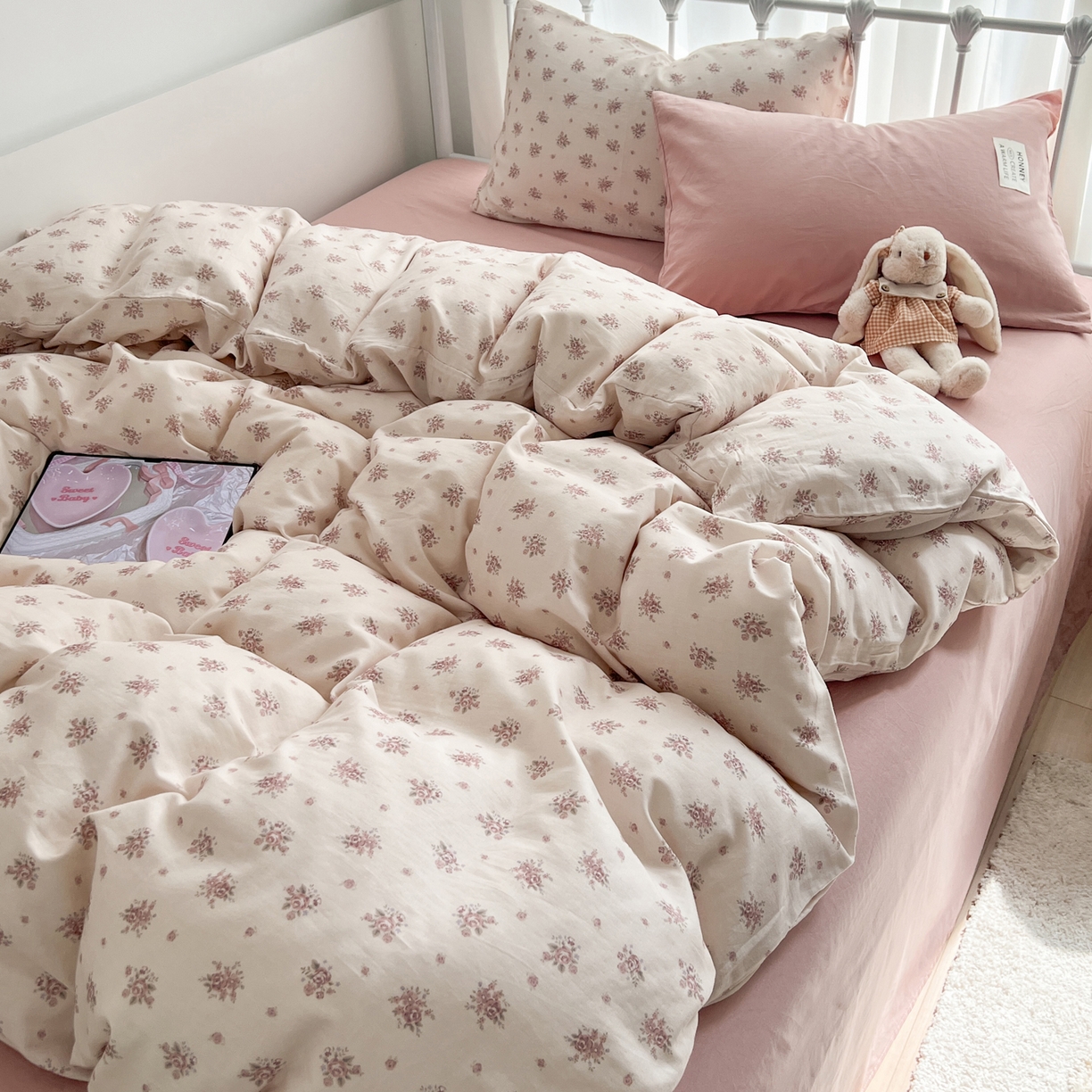 91家纺网 家纺一手货源 找家纺 （总）早晨家纺 2026新款INS博主风混搭小碎花A类全棉双层纱四件套