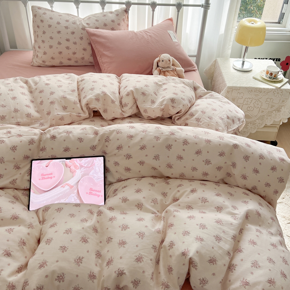 91家纺网 家纺一手货源 找家纺 （总）早晨家纺 2026新款INS博主风混搭小碎花A类全棉双层纱四件套