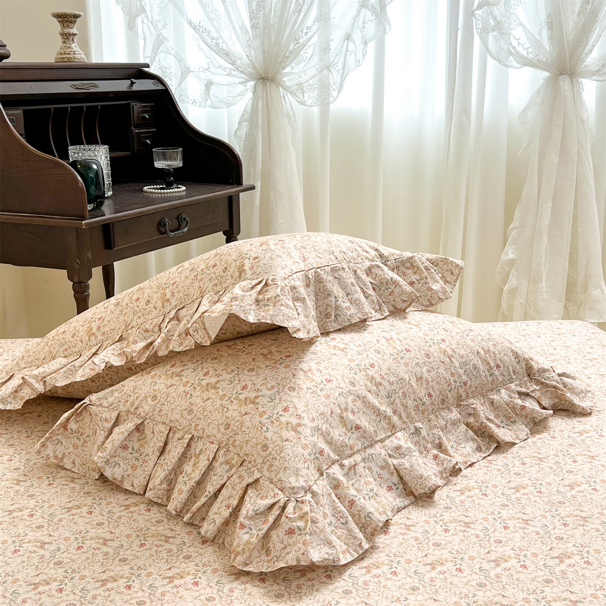 91家纺网 家纺一手货源 找家纺 宜凡家纺 2026新款全棉数码印花单层床裙三四件套①号系列四件套 云卷