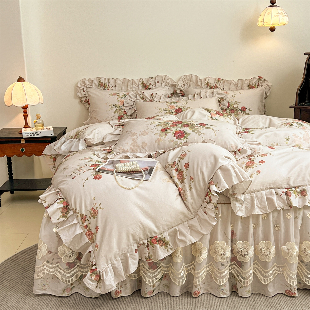 91家纺网 家纺一手货源 找家纺 宜凡家纺 2026新款全棉数码印花单层床裙三四件套①号系列四件套 云栀