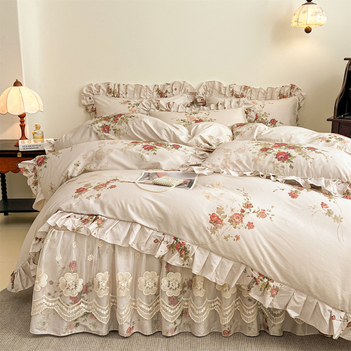 91家纺网 家纺一手货源 找家纺 宜凡家纺 2026新款全棉数码印花单层床裙三四件套①号系列四件套 云栀