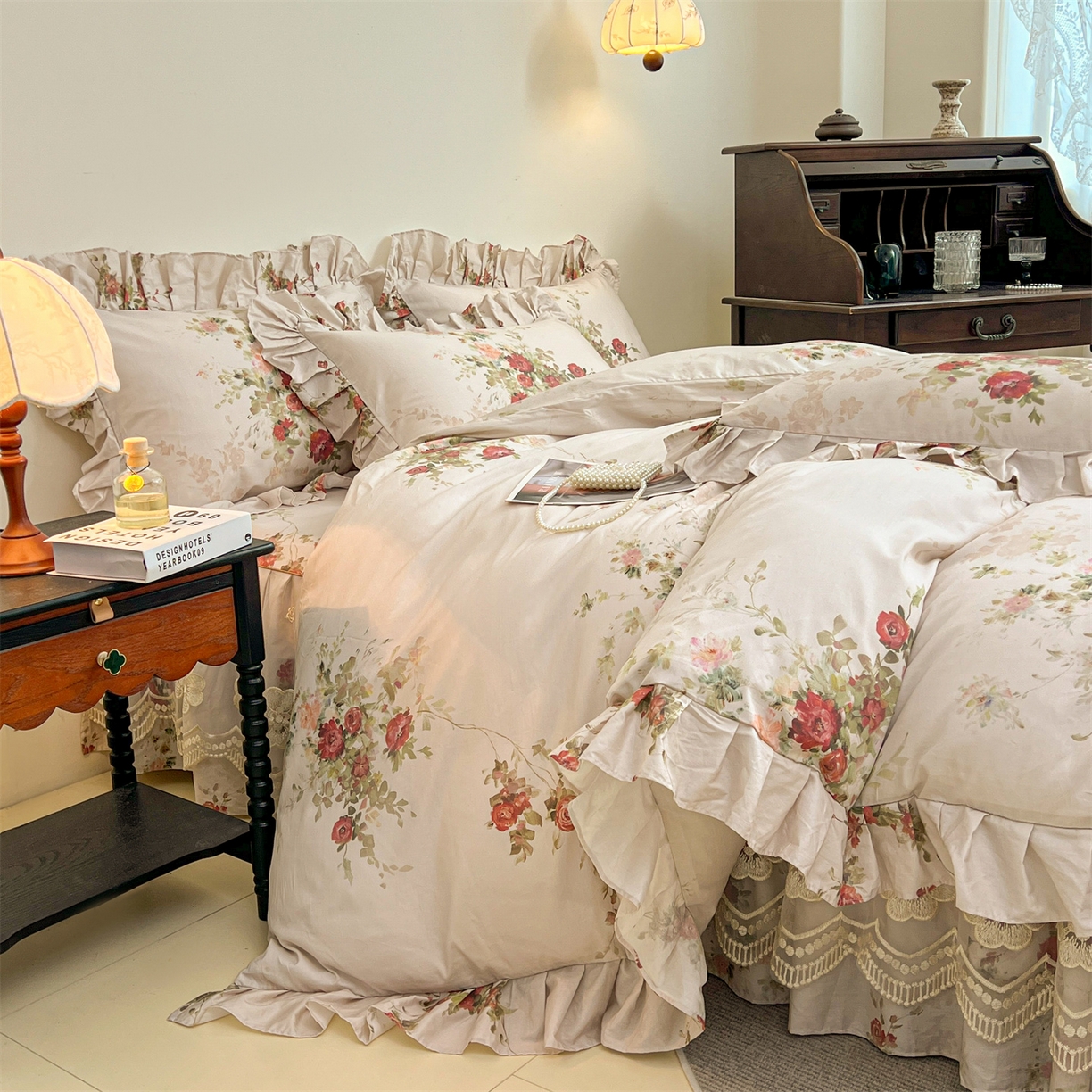 91家纺网 家纺一手货源 找家纺 宜凡家纺 2026新款全棉数码印花单层床裙三四件套①号系列四件套 云栀