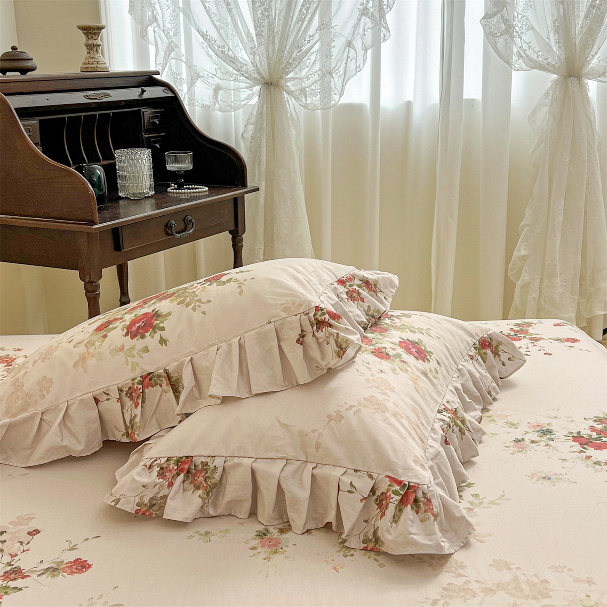 91家纺网 家纺一手货源 找家纺 宜凡家纺 2026新款全棉数码印花单层床裙三四件套①号系列四件套 云栀