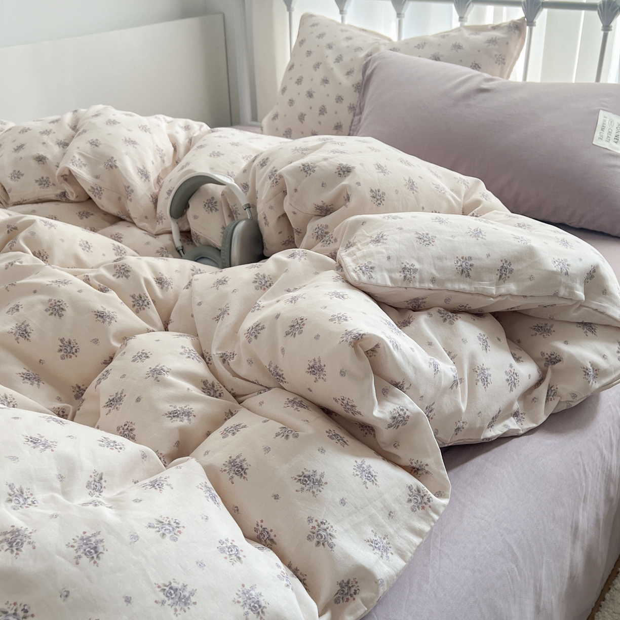 91家纺网 家纺一手货源 找家纺 （总）早晨家纺 2026新款INS博主风混搭小碎花A类全棉双层纱四件套