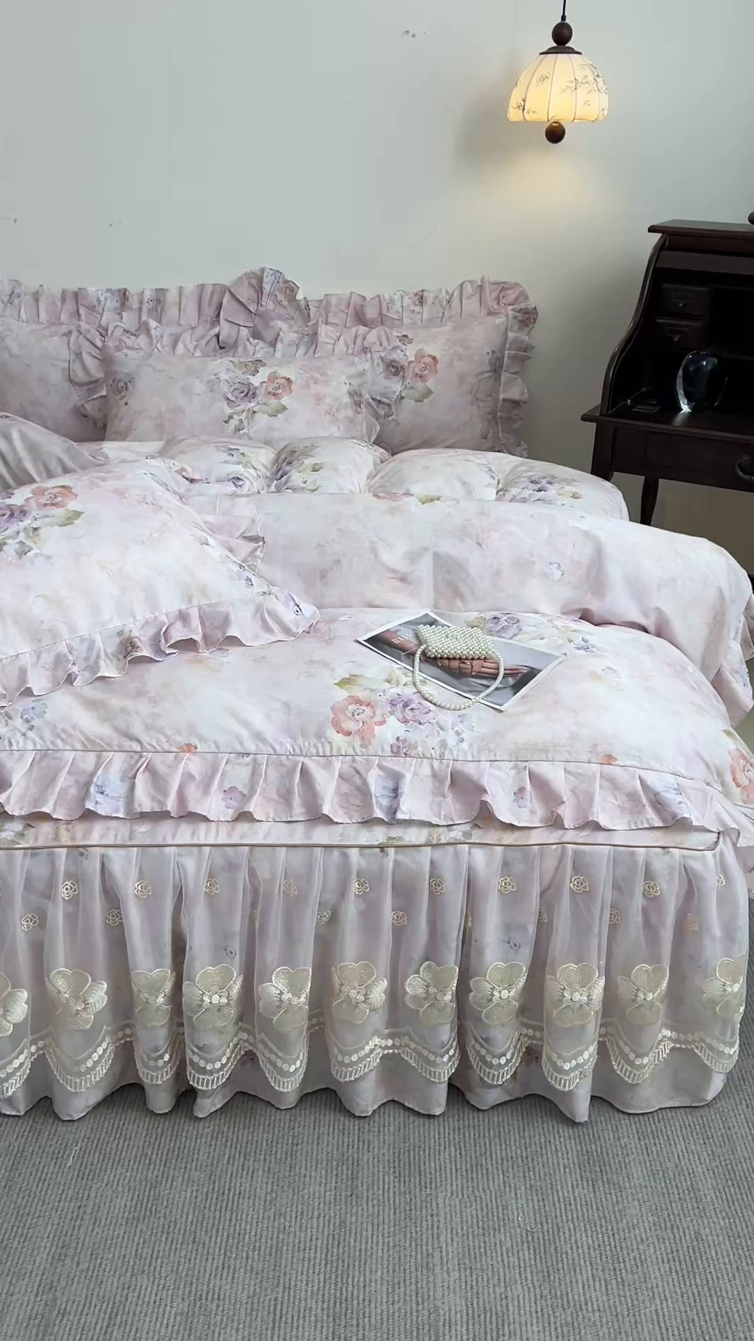 91家纺网 家纺一手货源 找家纺 宜凡家纺 2026新款全棉数码印花单层床裙三四件套①号系列四件套 香雪海