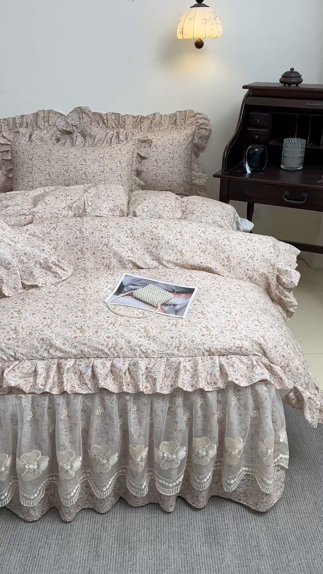 91家纺网 家纺一手货源 找家纺 宜凡家纺 2026新款全棉数码印花单层床裙三四件套①号系列四件套 云卷