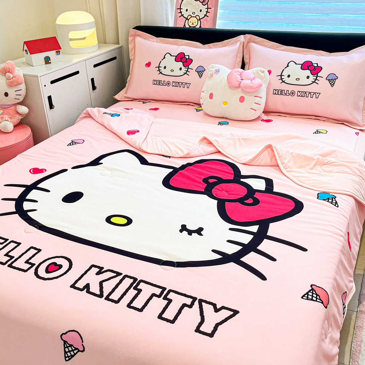 91家纺网 家纺一手货源 找家纺 （总）暮思家居 2026新款正版授权A类大版数码印花三丽鸥1200D冰丝凉席可组合仿锦氨夏被