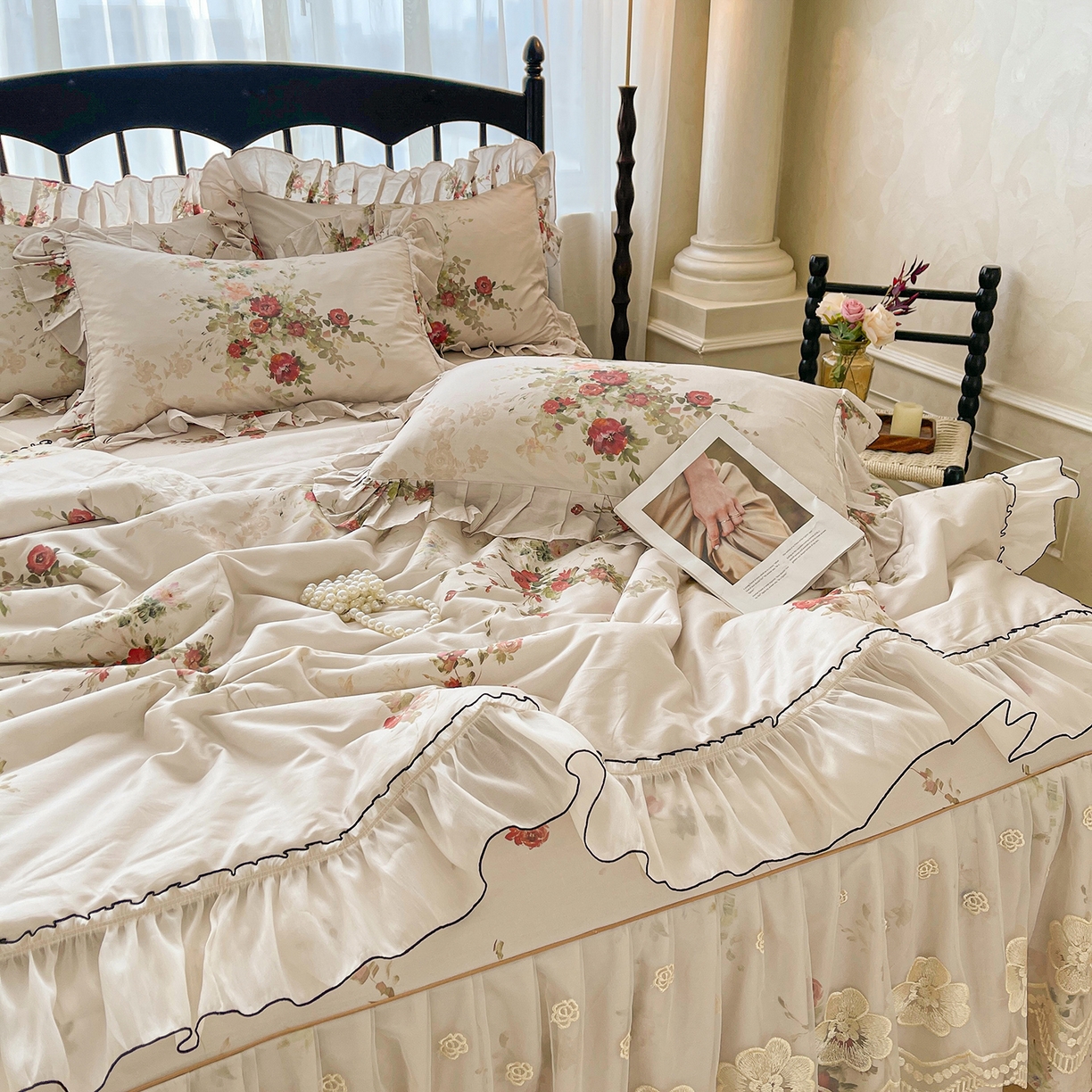 91家纺网 家纺一手货源 找家纺 宜凡家纺 2026新款全棉数码印花夏被床裙四件套①号系列 云栀