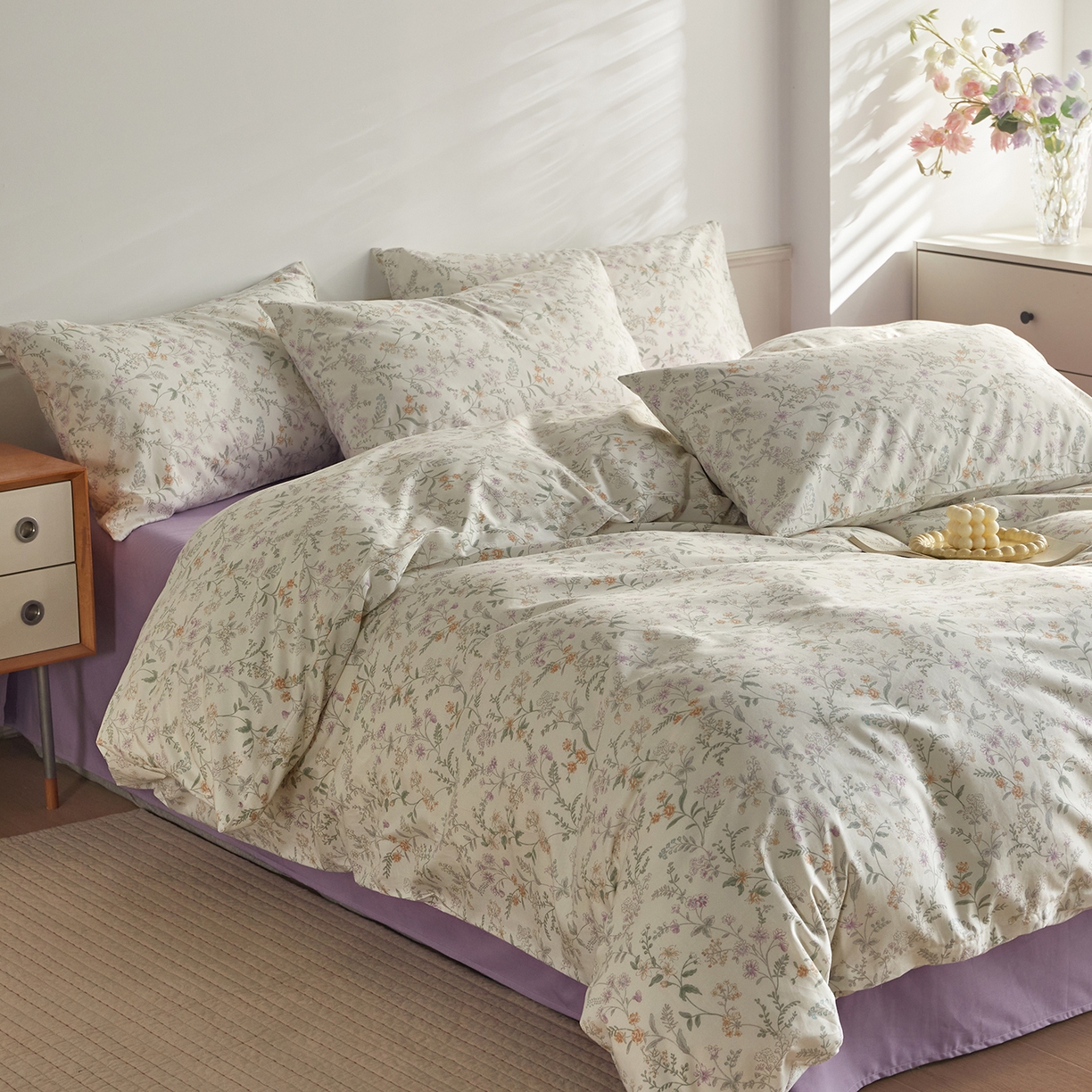 91家纺网 家纺一手货源 找家纺 （总）绫韵家纺 2026新款全棉ins小碎花13372纯棉田园风简约四件套