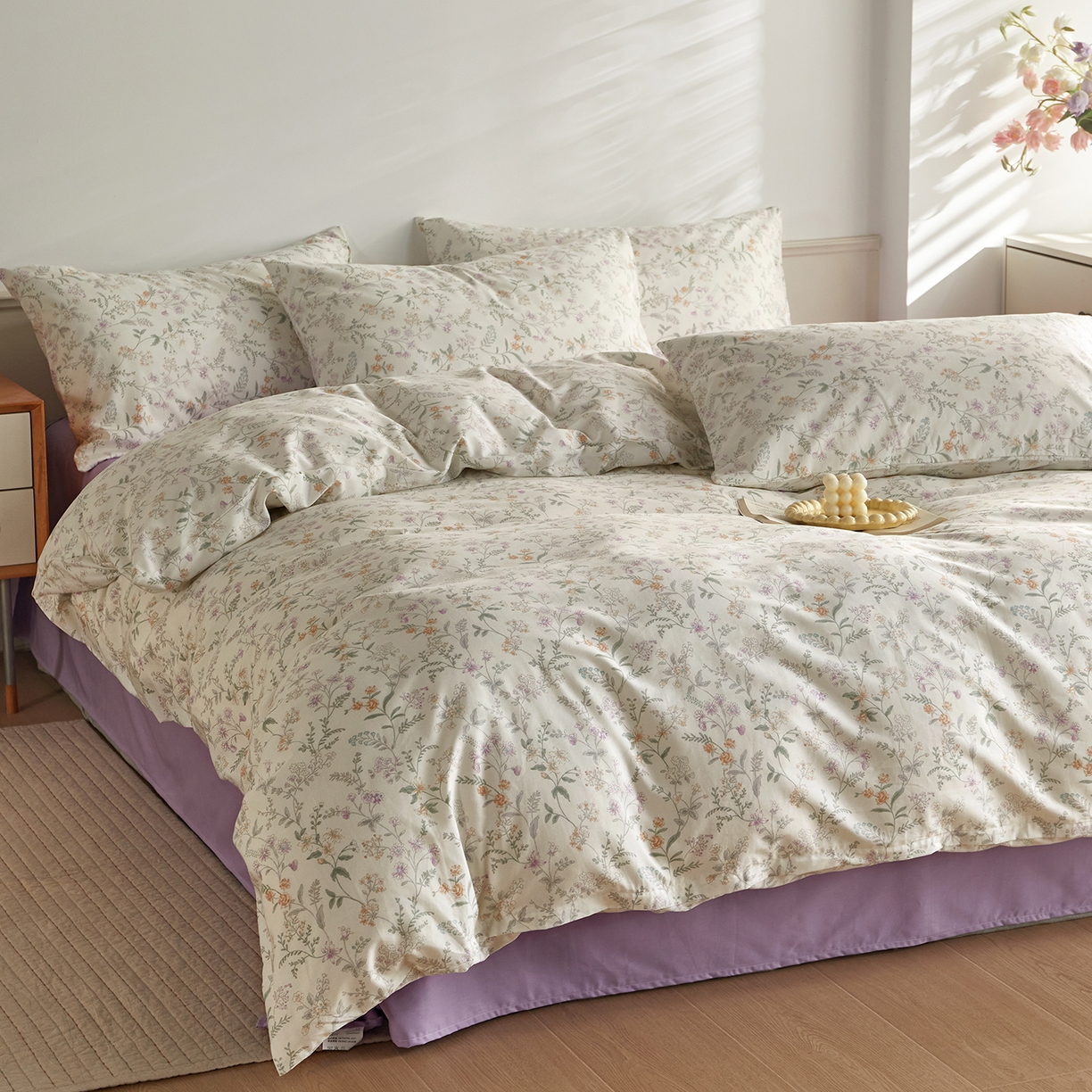 91家纺网 家纺一手货源 找家纺 （总）绫韵家纺 2026新款全棉ins小碎花13372纯棉田园风简约四件套