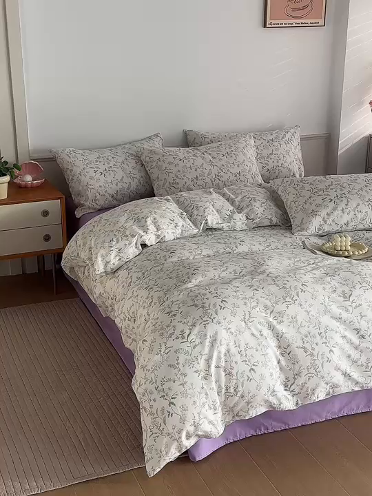 91家纺网 家纺一手货源 找家纺 （总）绫韵家纺 2026新款全棉ins小碎花13372纯棉田园风简约四件套