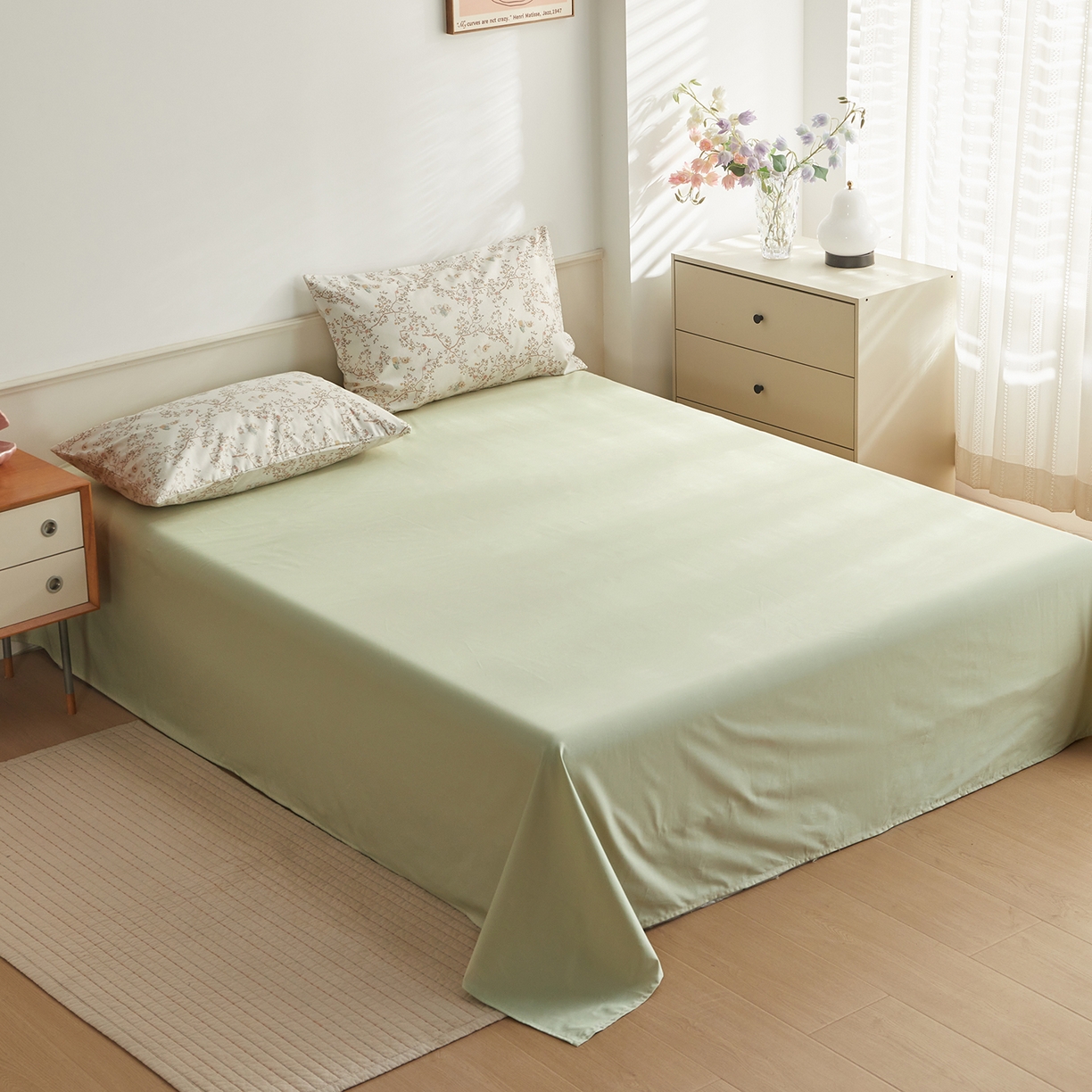 91家纺网 家纺一手货源 找家纺 绫韵家纺 2026新款全棉ins小碎花13372纯棉田园风简约四件套 兔趣花园