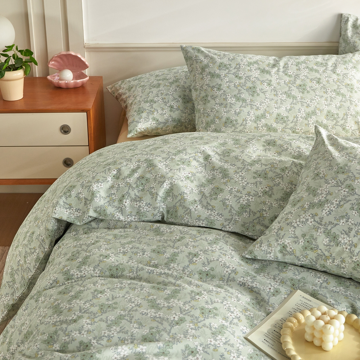 91家纺网 家纺一手货源 找家纺 绫韵家纺 2026新款全棉ins小碎花13372纯棉田园风简约四件套 星星花