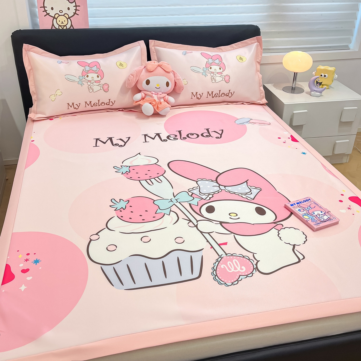 暮思家居 2026新款正版授权A类大版数码印花三丽鸥1200D冰丝凉席可组合仿锦氨夏被 平铺款-蛋糕美乐蒂