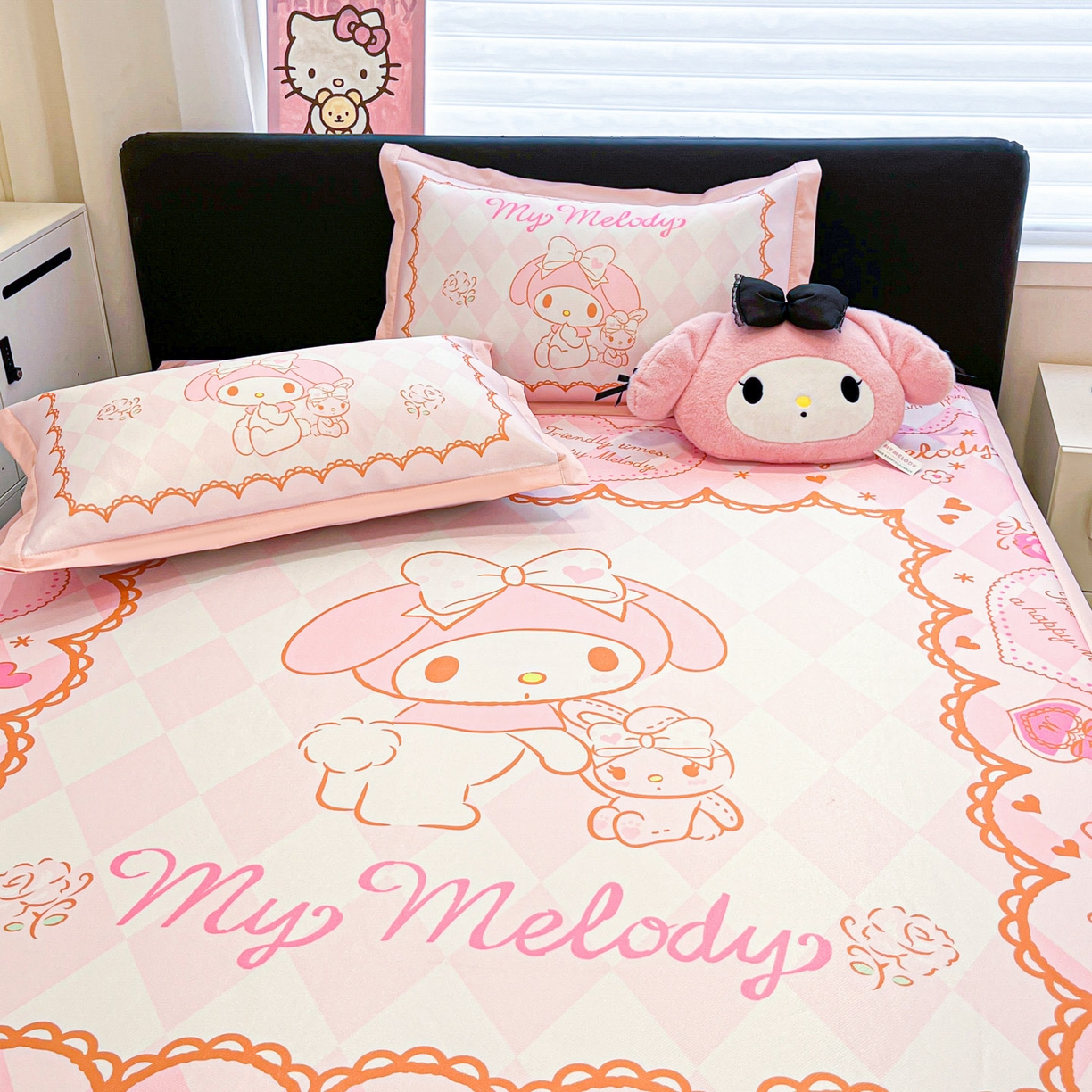 91家纺网 家纺一手货源 找家纺 暮思家居 2026新款正版授权A类大版数码印花三丽鸥1200D冰丝凉席可组合仿锦氨夏被 平铺款-公主美乐蒂