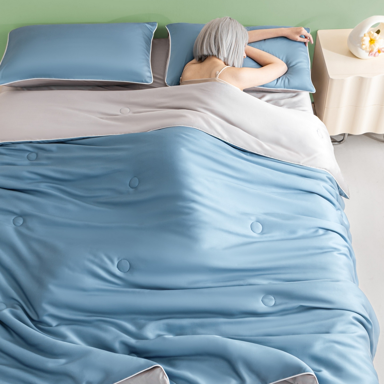 91家纺网 家纺一手货源 找家纺 （总）云棉坊 2026新款水洗冰丝滚边款夏被-双拼系列