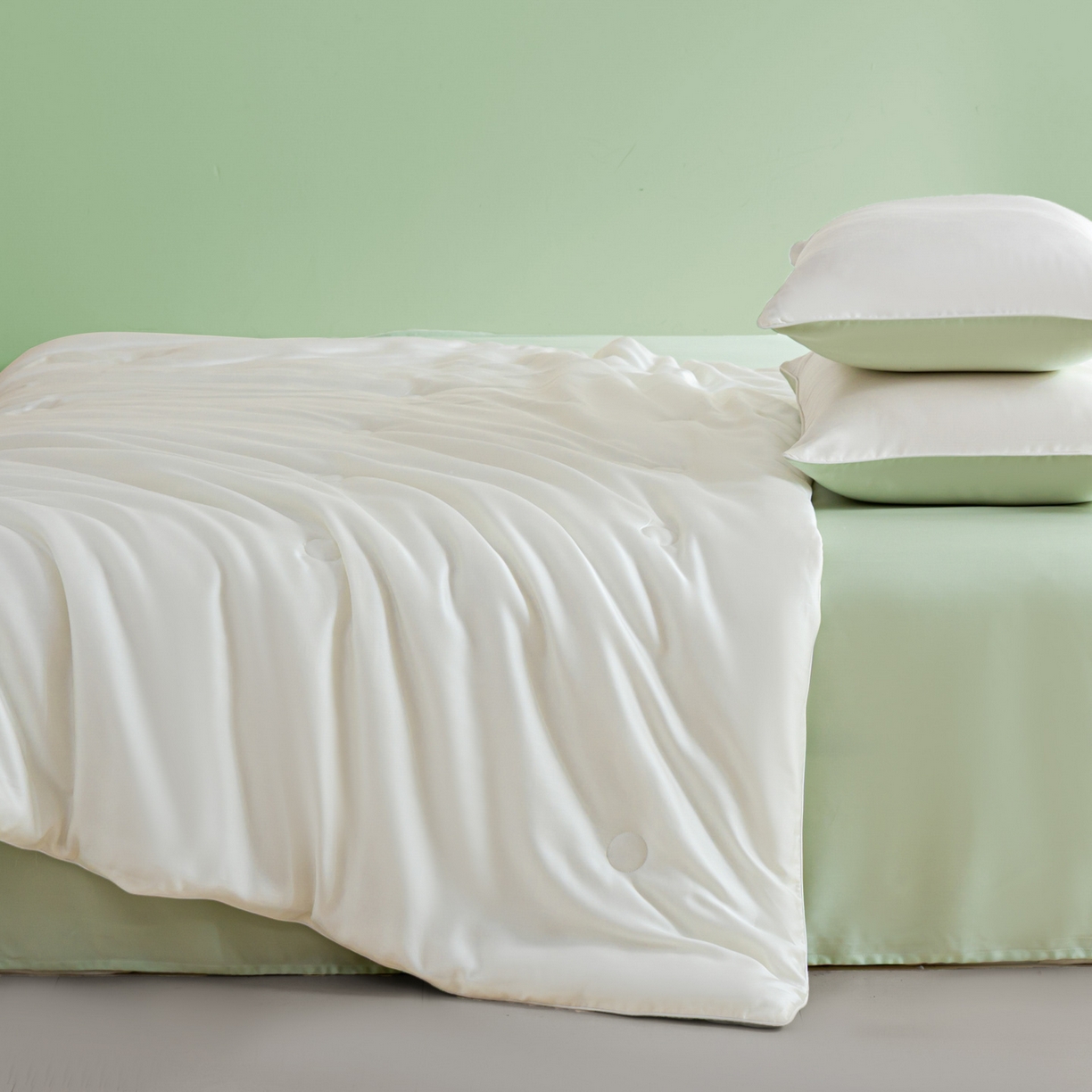 91家纺网 家纺一手货源 找家纺 云棉坊 2026新款水洗冰丝滚边款夏被-双拼系列 双拼-贵族白+水果清香