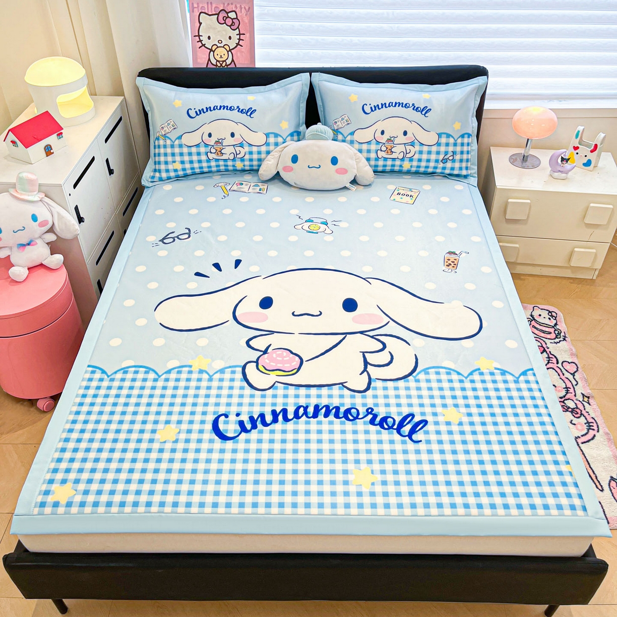 91家纺网 家纺一手货源 找家纺 暮思家居 2026新款正版授权A类大版数码印花三丽鸥1200D冰丝凉席可组合仿锦氨夏被 平铺款-快乐玉桂狗