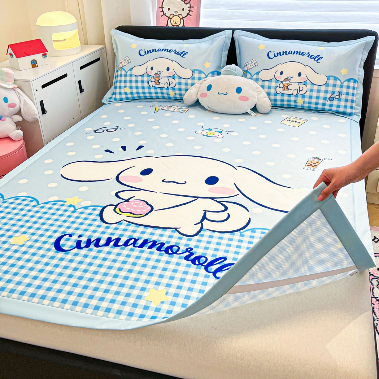 91家纺网 家纺一手货源 找家纺 暮思家居 2026新款正版授权A类大版数码印花三丽鸥1200D冰丝凉席可组合仿锦氨夏被 平铺款-快乐玉桂狗