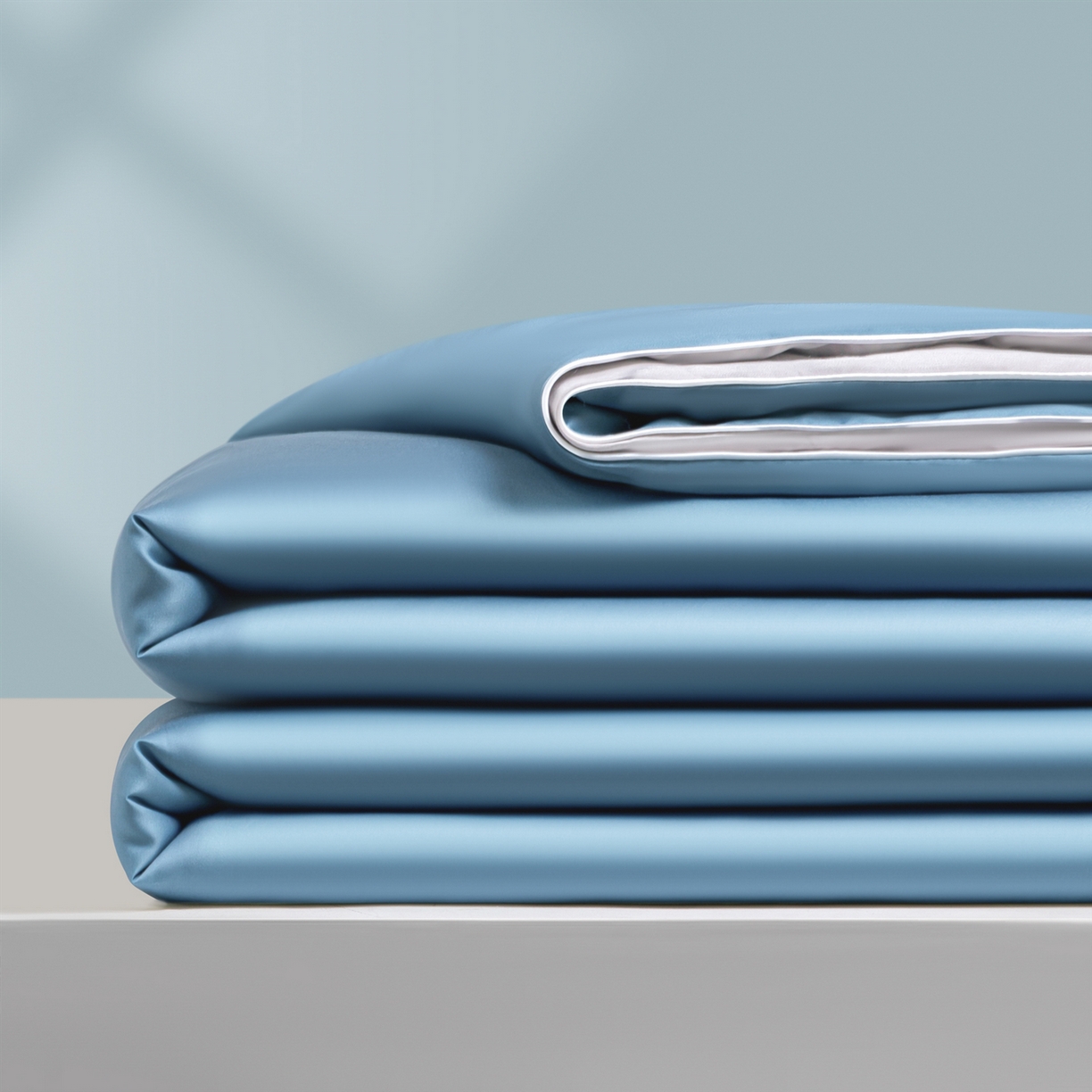 云棉坊 2026新款水洗冰丝滚边款夏被-双拼系列 双拼-梵高蓝+椰子灰