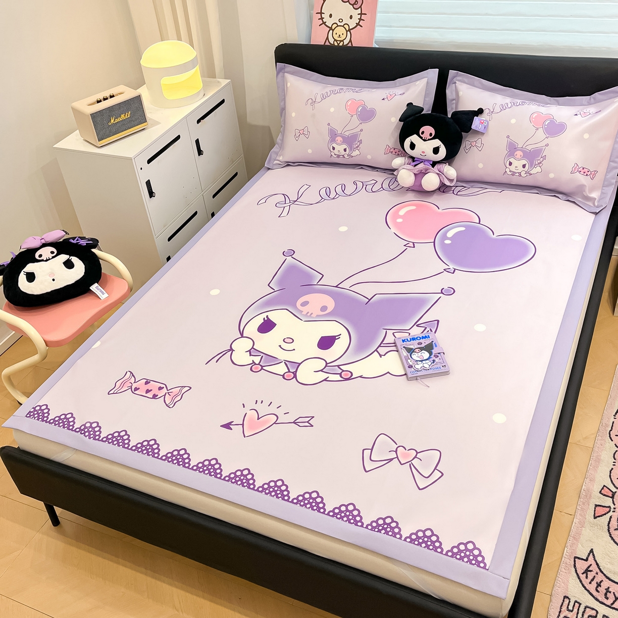 91家纺网 家纺一手货源 找家纺 暮思家居 2026新款正版授权A类大版数码印花三丽鸥1200D冰丝凉席可组合仿锦氨夏被 平铺款-梦想库洛米