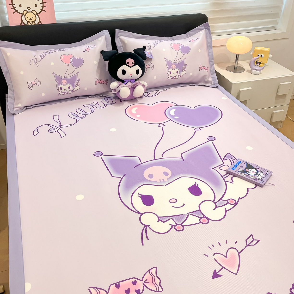 91家纺网 家纺一手货源 找家纺 暮思家居 2026新款正版授权A类大版数码印花三丽鸥1200D冰丝凉席可组合仿锦氨夏被 平铺款-梦想库洛米