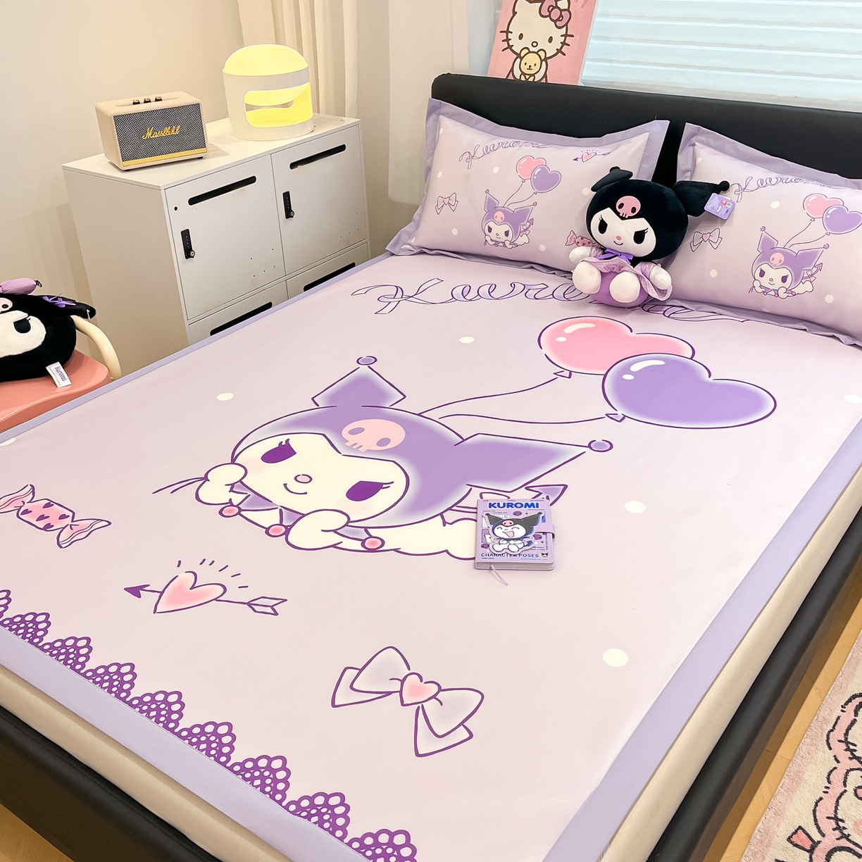 91家纺网 家纺一手货源 找家纺 暮思家居 2026新款正版授权A类大版数码印花三丽鸥1200D冰丝凉席可组合仿锦氨夏被 平铺款-梦想库洛米